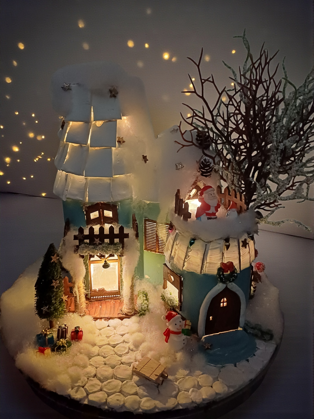 Noel & Yeni Yıl LED Peri Evi – El Yapımı Seramik Dekor