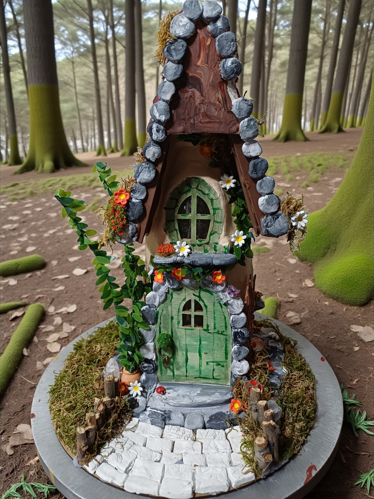 Yapay Sarmasaşık LED Peri Evi – El Yapımı Dekor