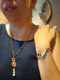 Handmade Copper Spiral Jewelry Set – Aquamarine & Agate (3-Piece)