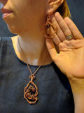 Handmade Copper & Smoky Quartz Jewelry Set – Geometric Necklace, Bracelet & Earrings