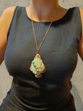 Handmade Seashell & Copper Wire Necklace – Crystal Beads, Ocean-Inspired Boho Jewelry