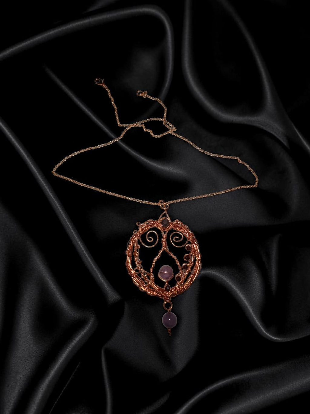 Handmade Amethyst & Agate Copper Wire Jewelry Set