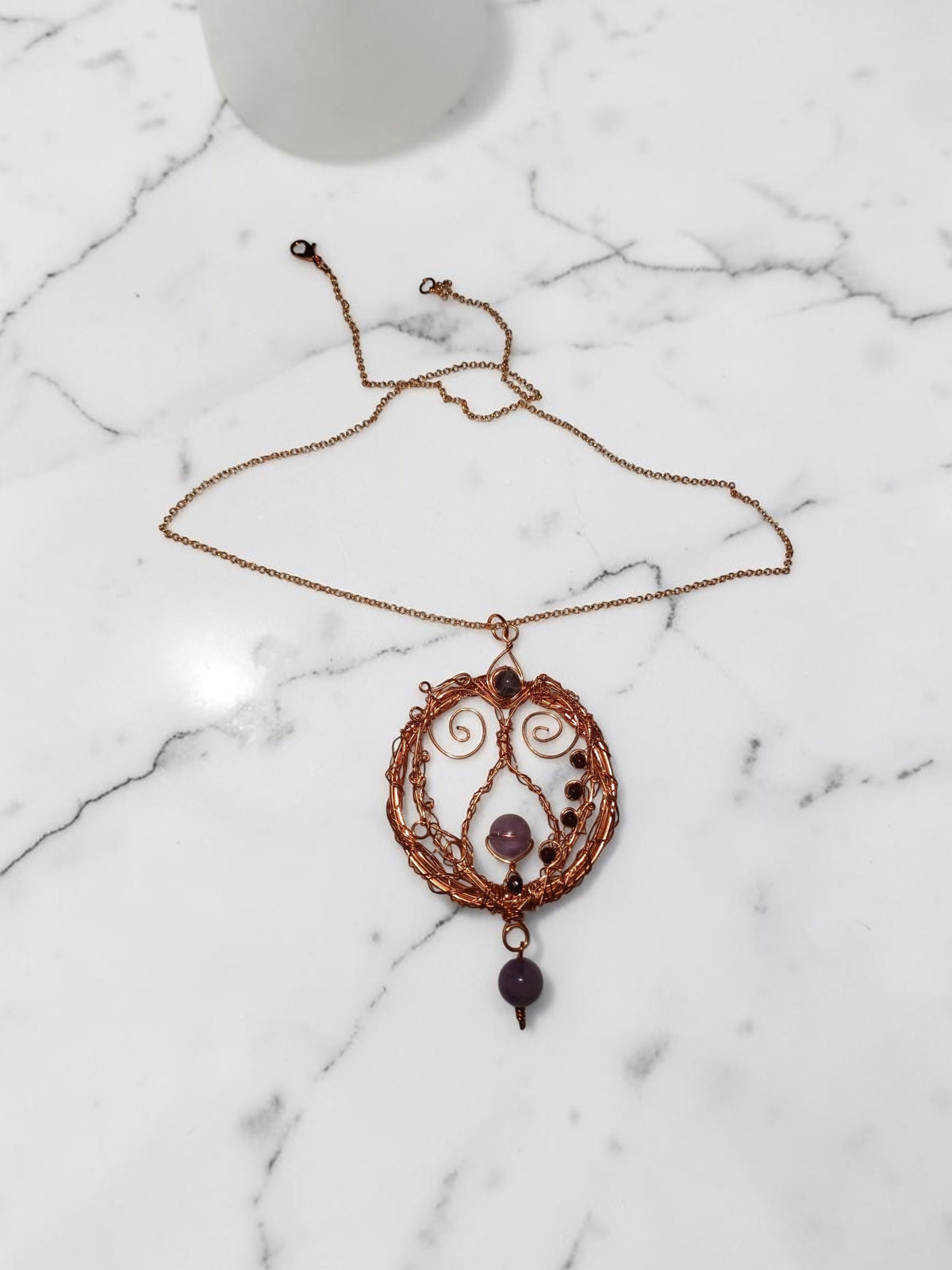 Handmade Amethyst & Agate Copper Wire Jewelry Set