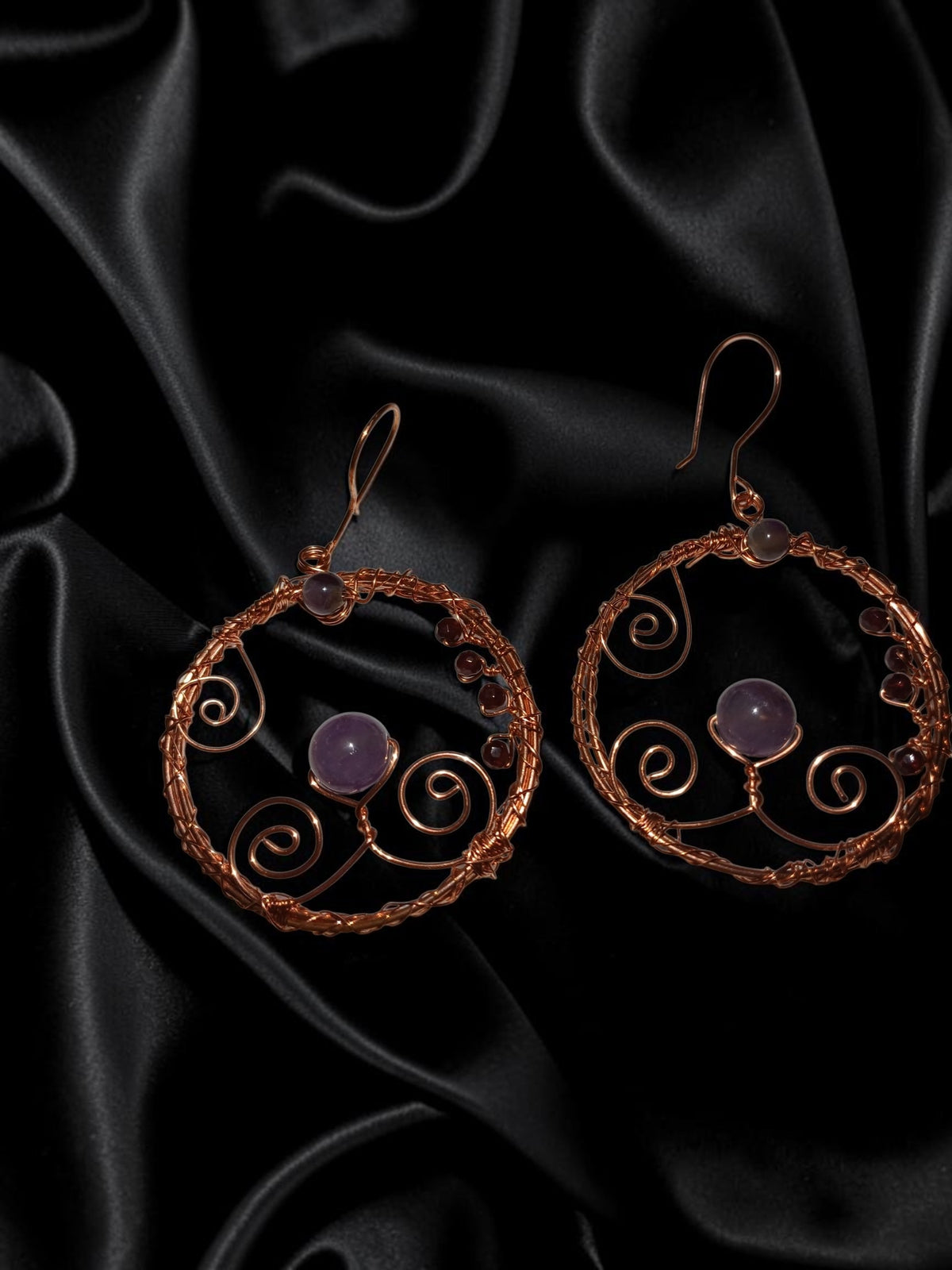 Handmade Amethyst & Agate Copper Wire Jewelry Set