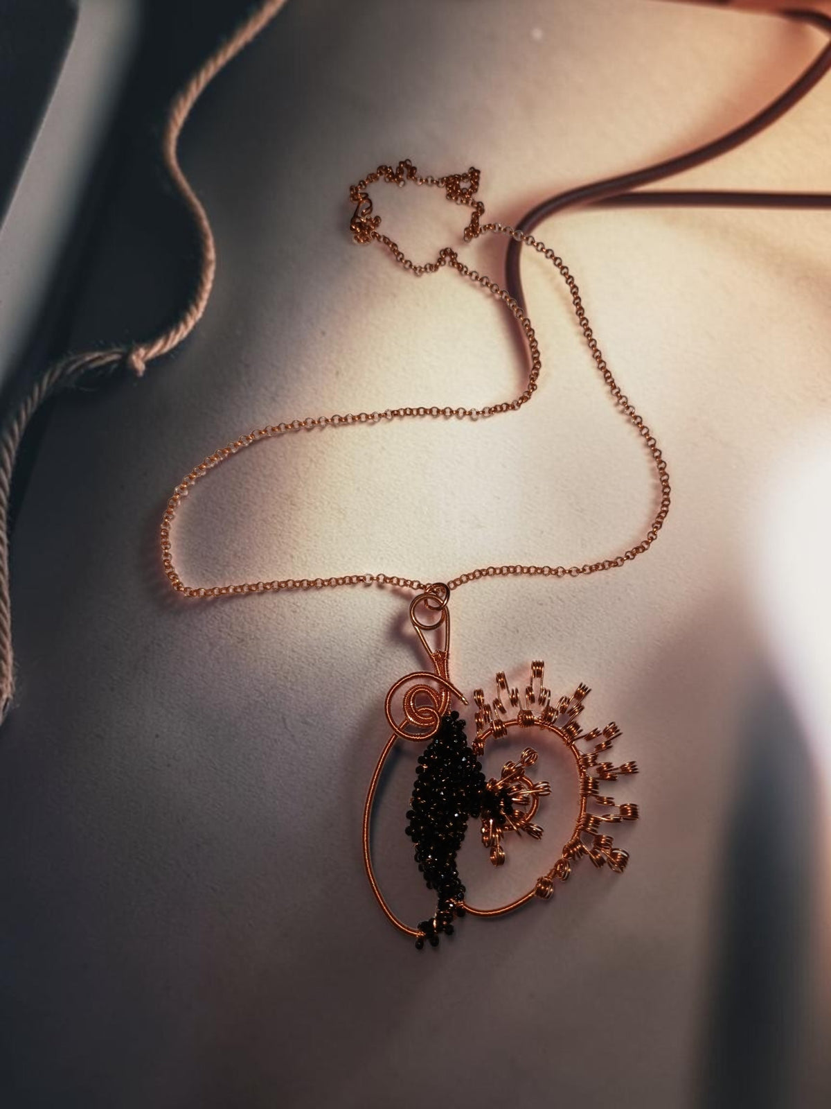 Handmade Copper & Black Miyuki Bead Jewelry Set – Wire Wrapped Necklace & Earrings