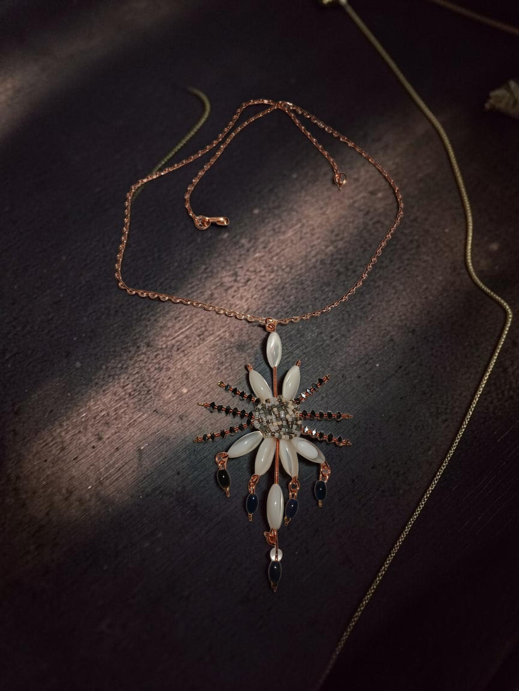 Handmade Copper Jewelry Set – Star Design with Mother-of-Pearl, Hematite & Agate