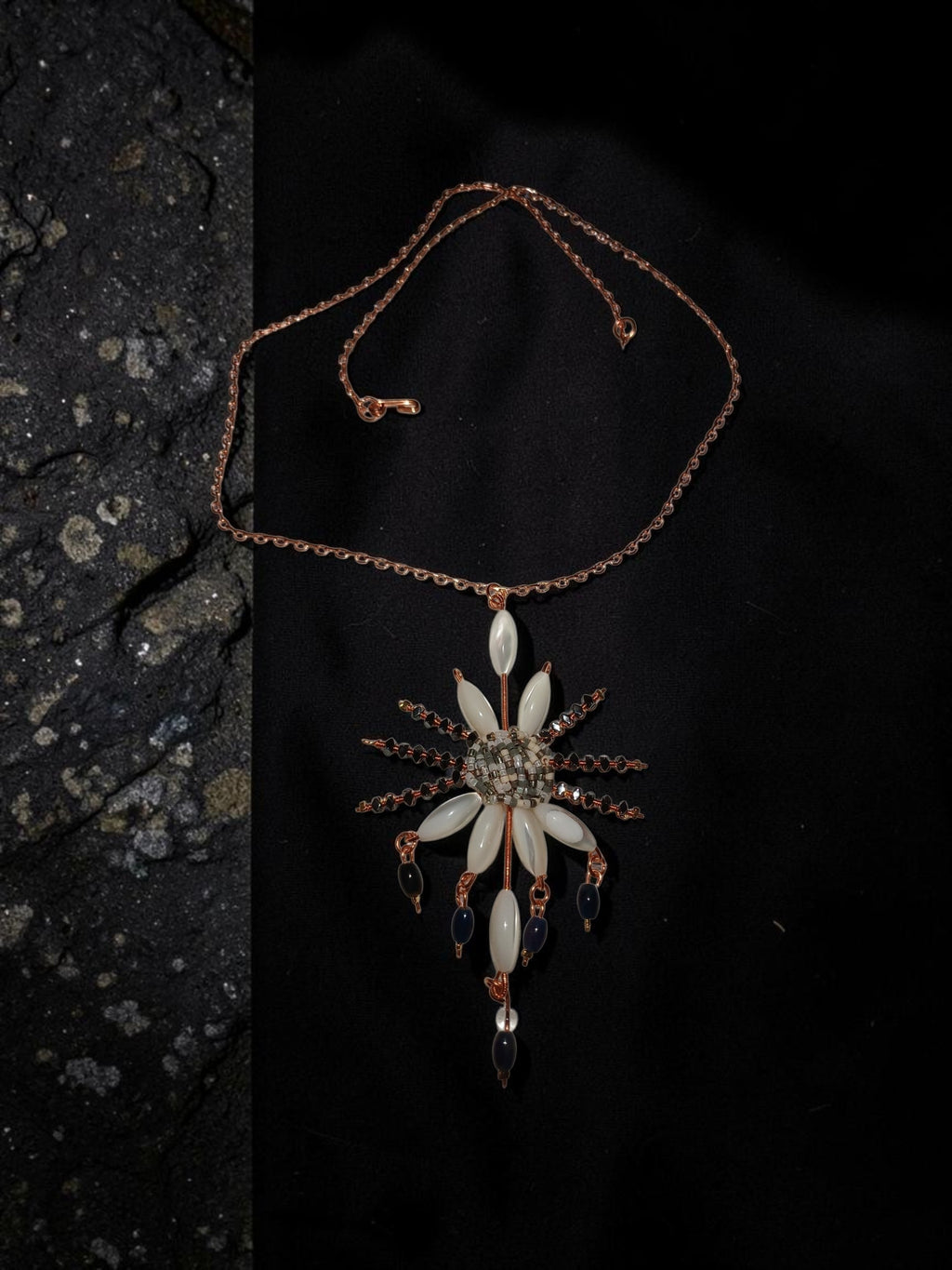 Handmade Copper Jewelry Set – Star Design with Mother-of-Pearl, Hematite & Agate