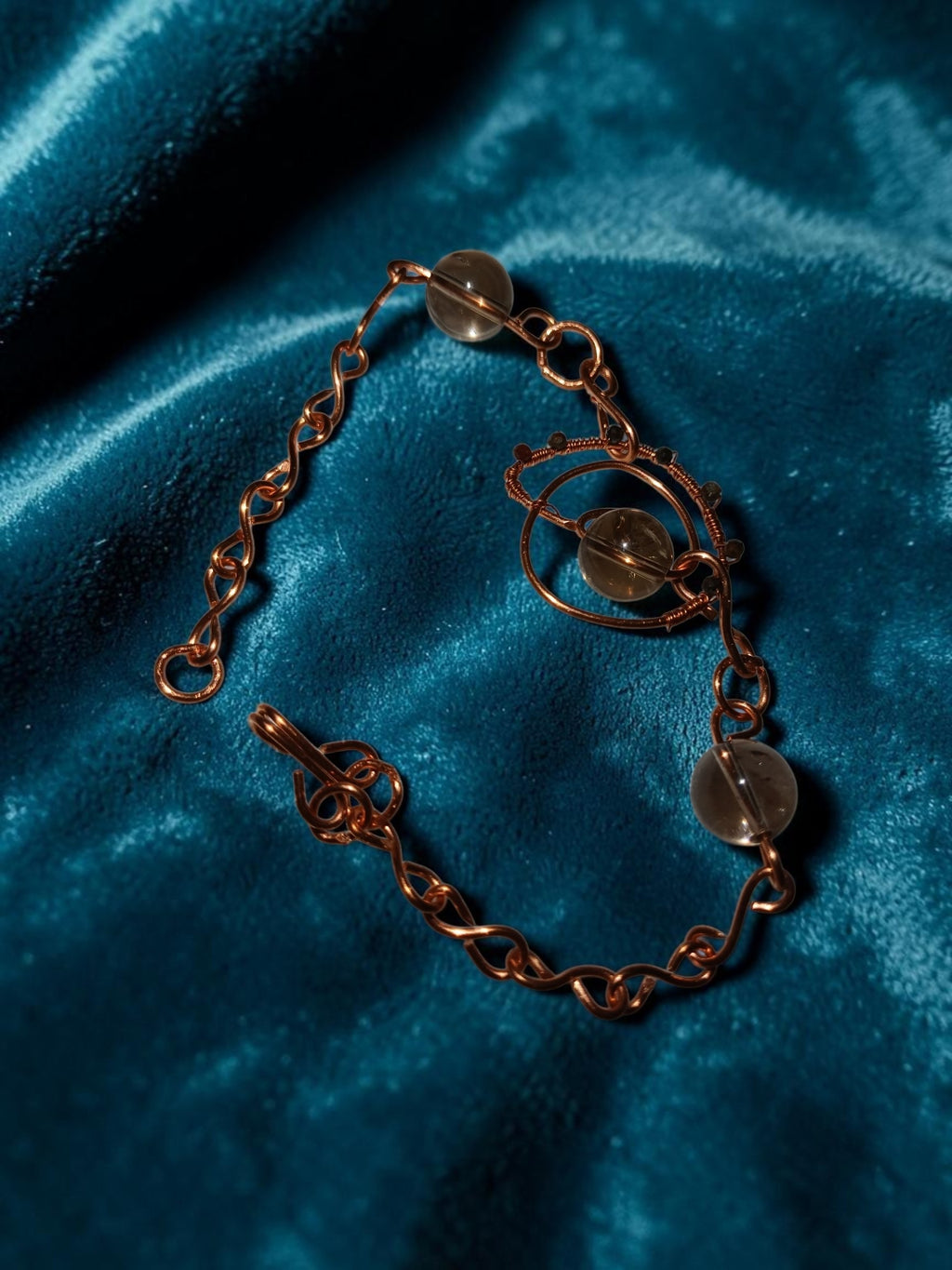 Handmade Copper & Smoky Quartz Jewelry Set – Organic Wire Wrapped Statement Necklace & Earrings