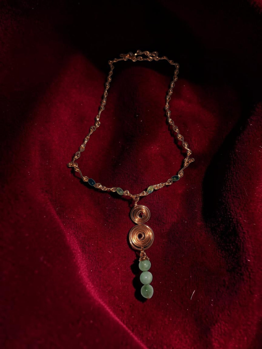 Handmade Copper Spiral Jewelry Set – Aquamarine & Agate (3-Piece)