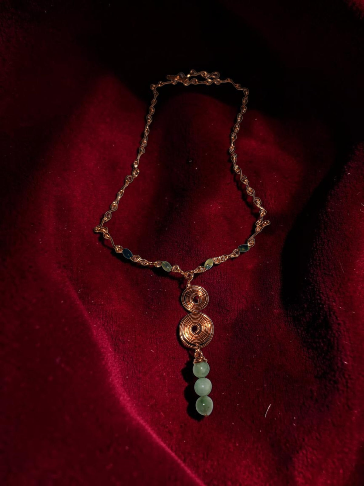 Handmade Copper Spiral Jewelry Set – Aquamarine & Agate (3-Piece)