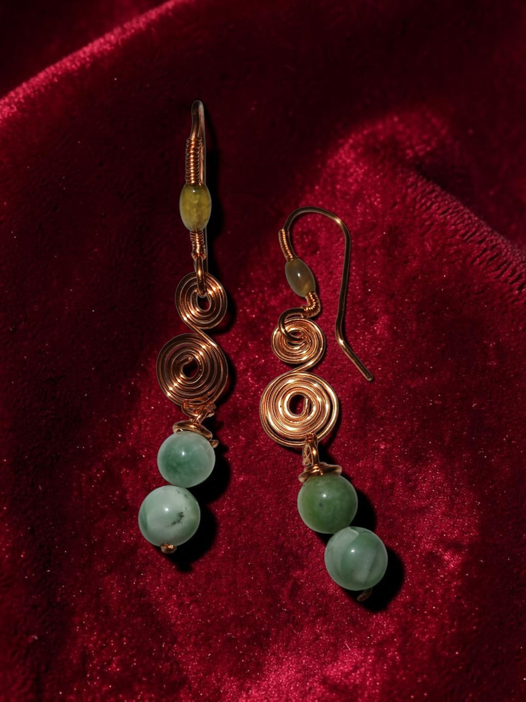 Handmade Copper Spiral Jewelry Set – Aquamarine & Agate (3-Piece)
