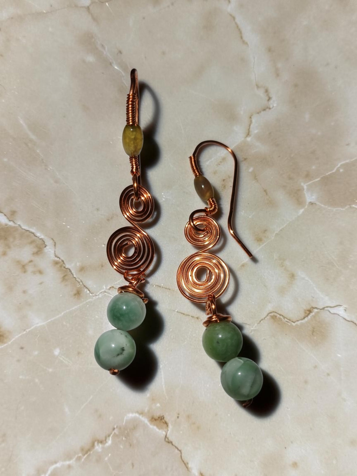 Handmade Copper Spiral Jewelry Set – Aquamarine & Agate (3-Piece)