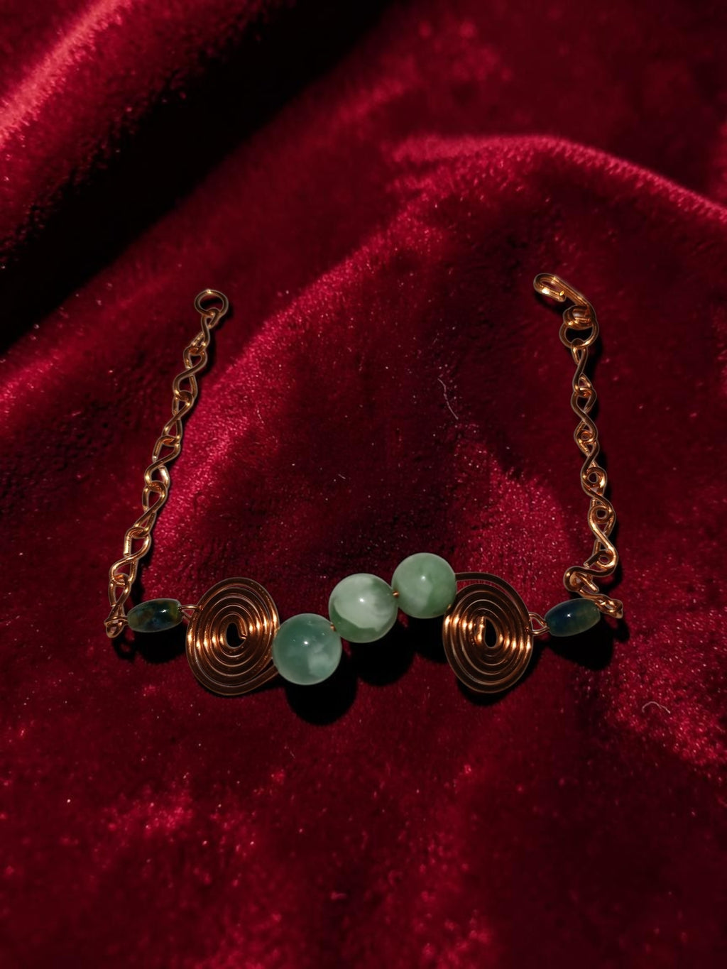 Handmade Copper Spiral Jewelry Set – Aquamarine & Agate (3-Piece)