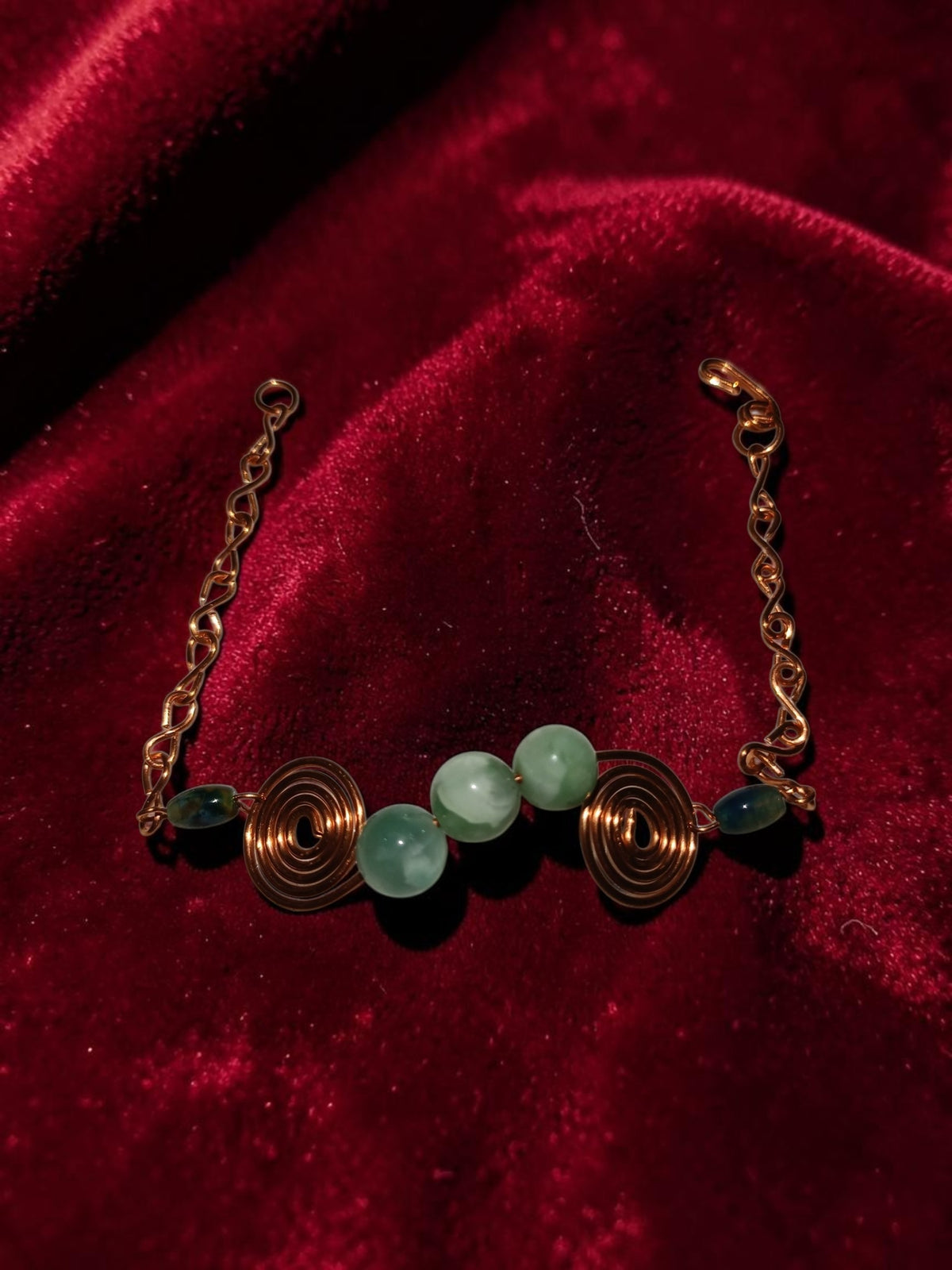 Handmade Copper Spiral Jewelry Set – Aquamarine & Agate (3-Piece)