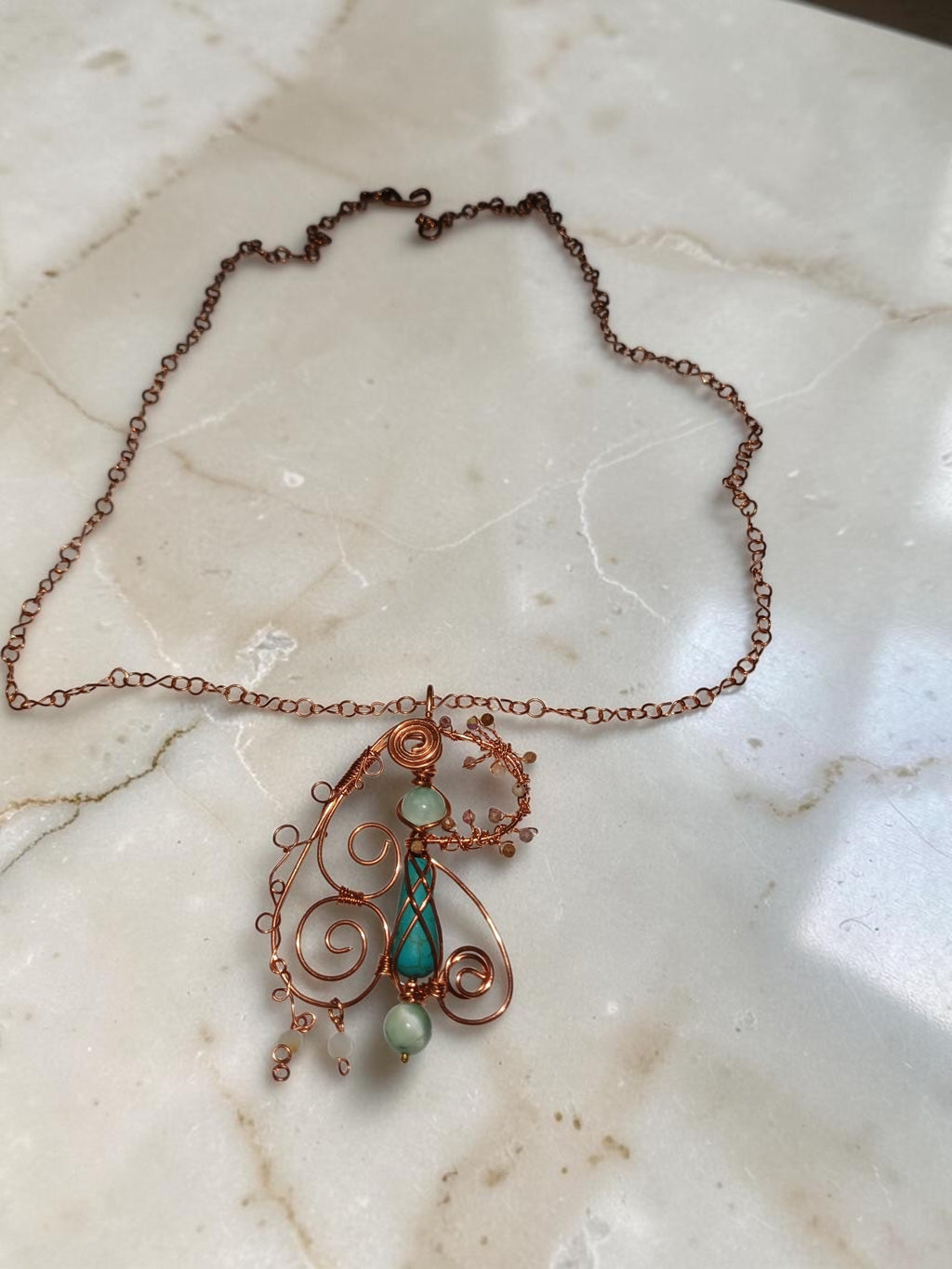 Handmade Copper Jewelry Set – Turquoise, Aquamarine & Agate