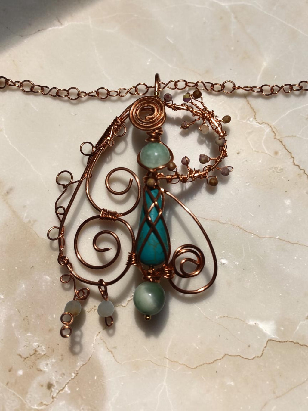 Handmade Copper Jewelry Set – Turquoise, Aquamarine & Agate