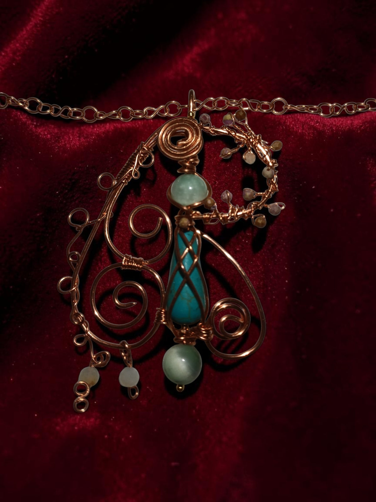 Handmade Copper Jewelry Set – Turquoise, Aquamarine & Agate