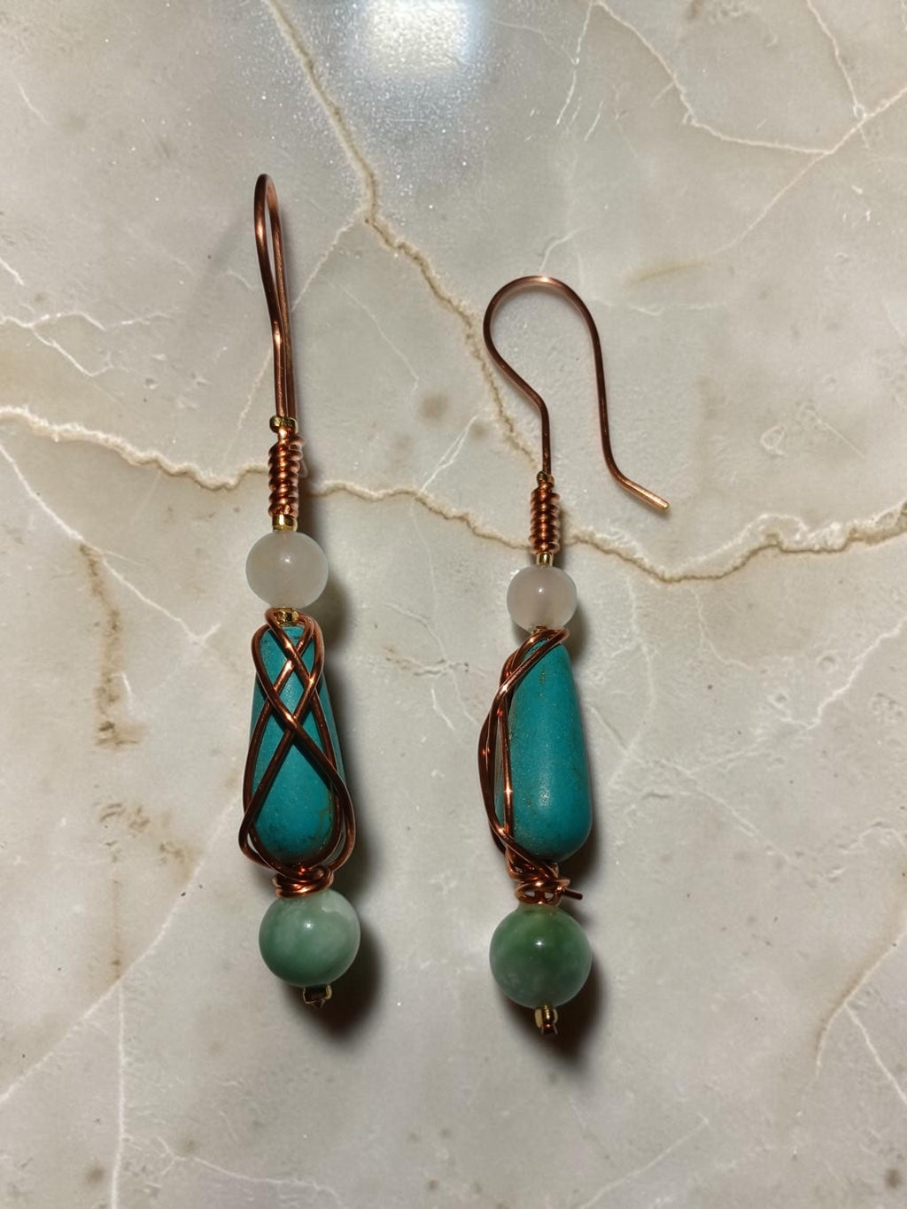 Handmade Copper Jewelry Set – Turquoise, Aquamarine & Agate