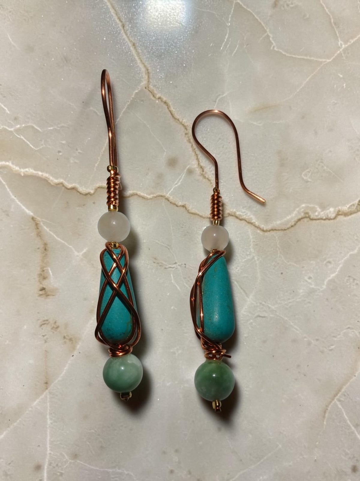 Handmade Copper Jewelry Set – Turquoise, Aquamarine & Agate