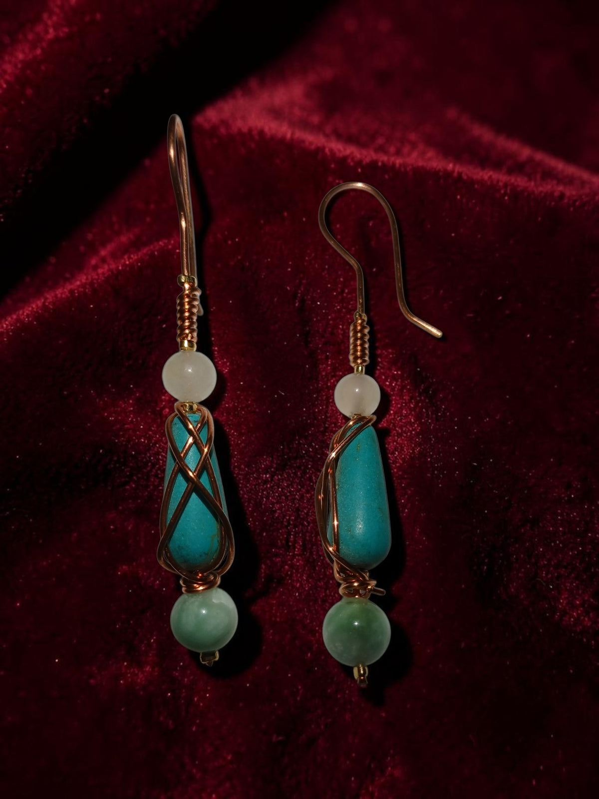 Handmade Copper Jewelry Set – Turquoise, Aquamarine & Agate