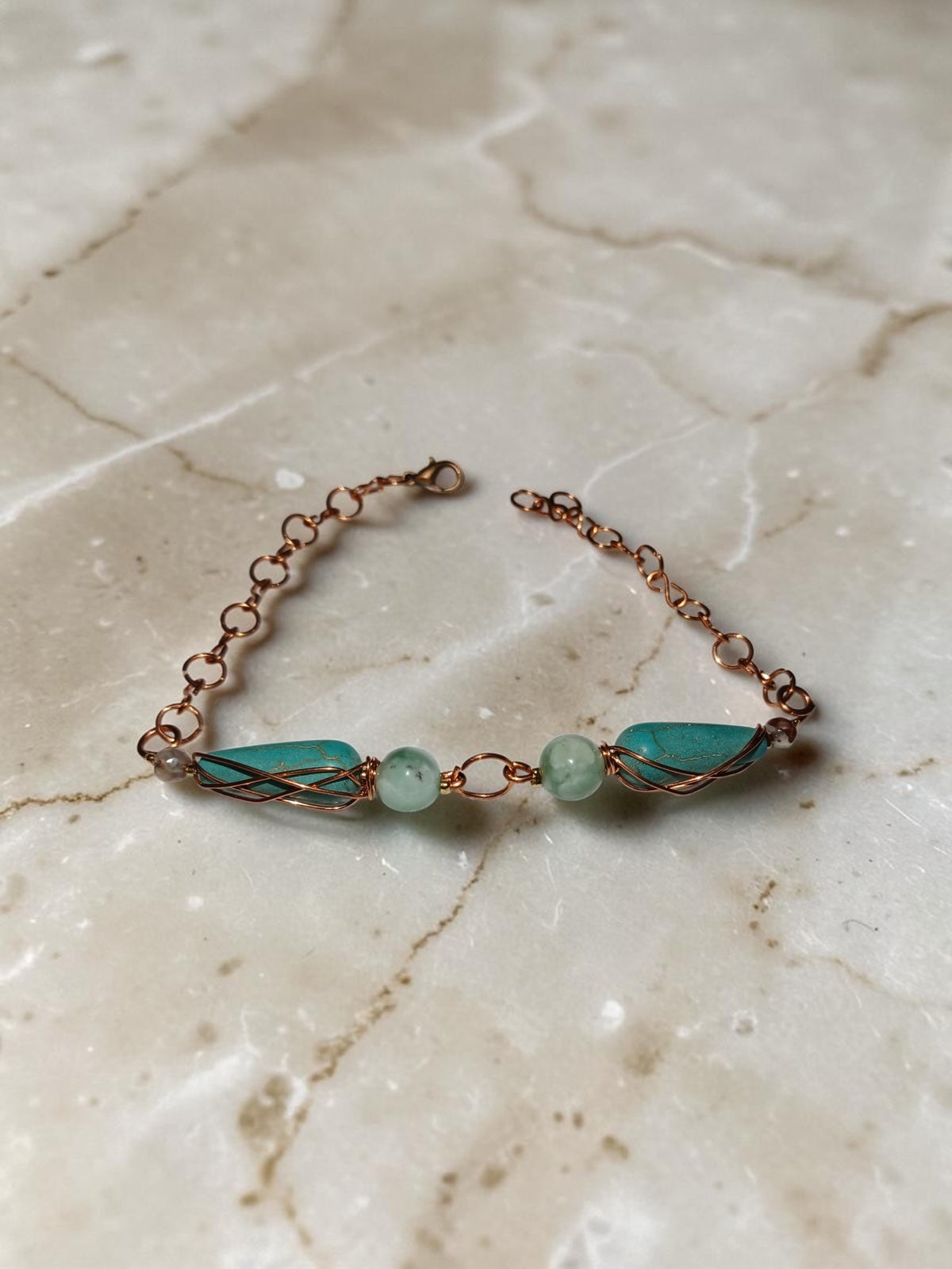 Handmade Copper Jewelry Set – Turquoise, Aquamarine & Agate
