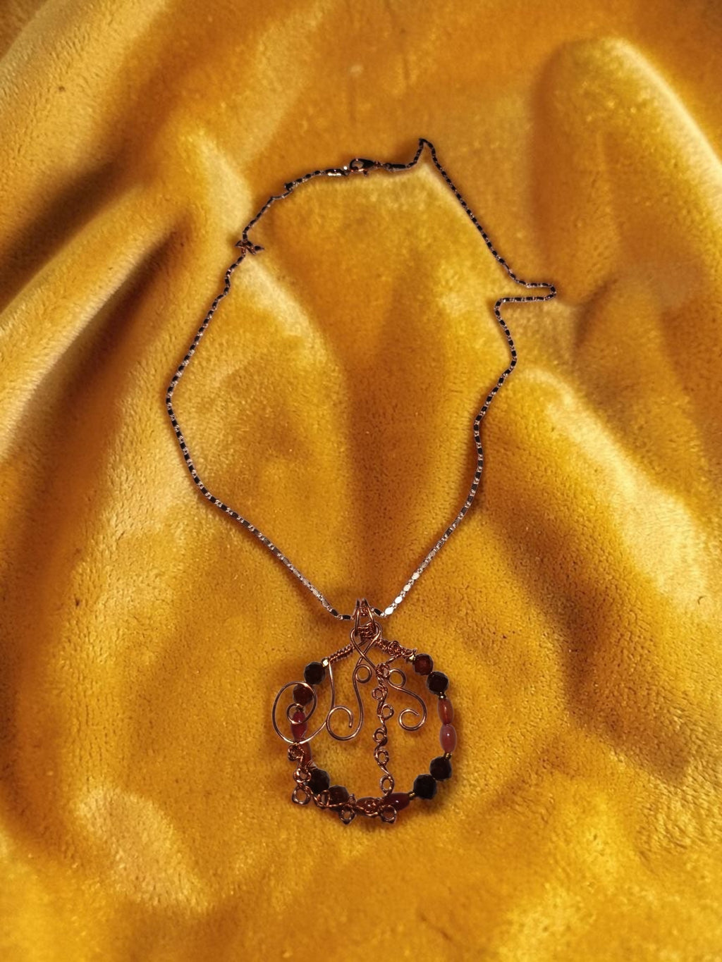 Handmade Copper Jewelry Set – Natural Garnet & Agate, Wire Wrapped Necklace, Bracelet & Earrings