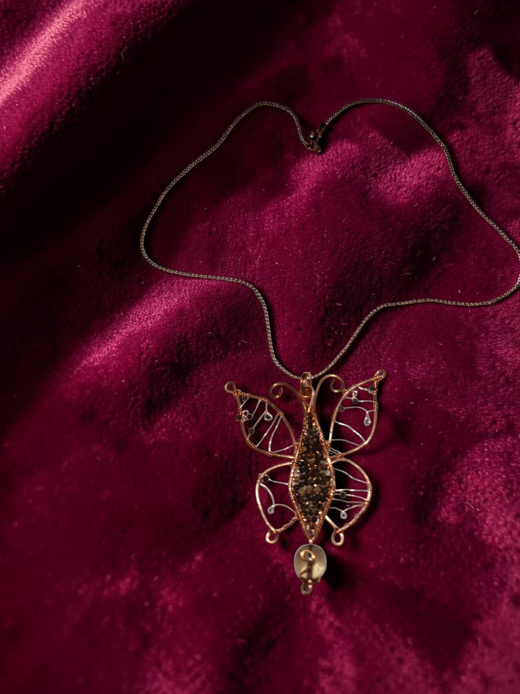 Copper Wire Butterfly Jewelry Set – Smoky Quartz & Agate