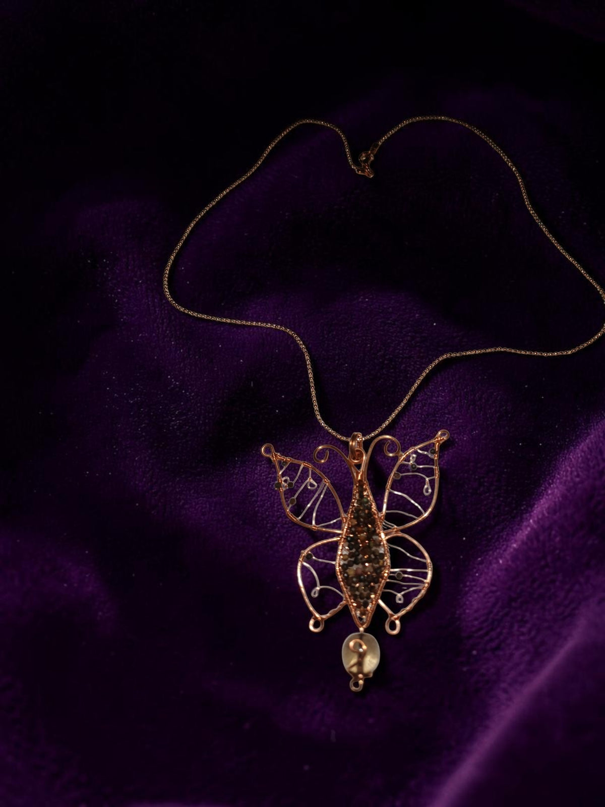 Copper Wire Butterfly Jewelry Set – Smoky Quartz & Agate