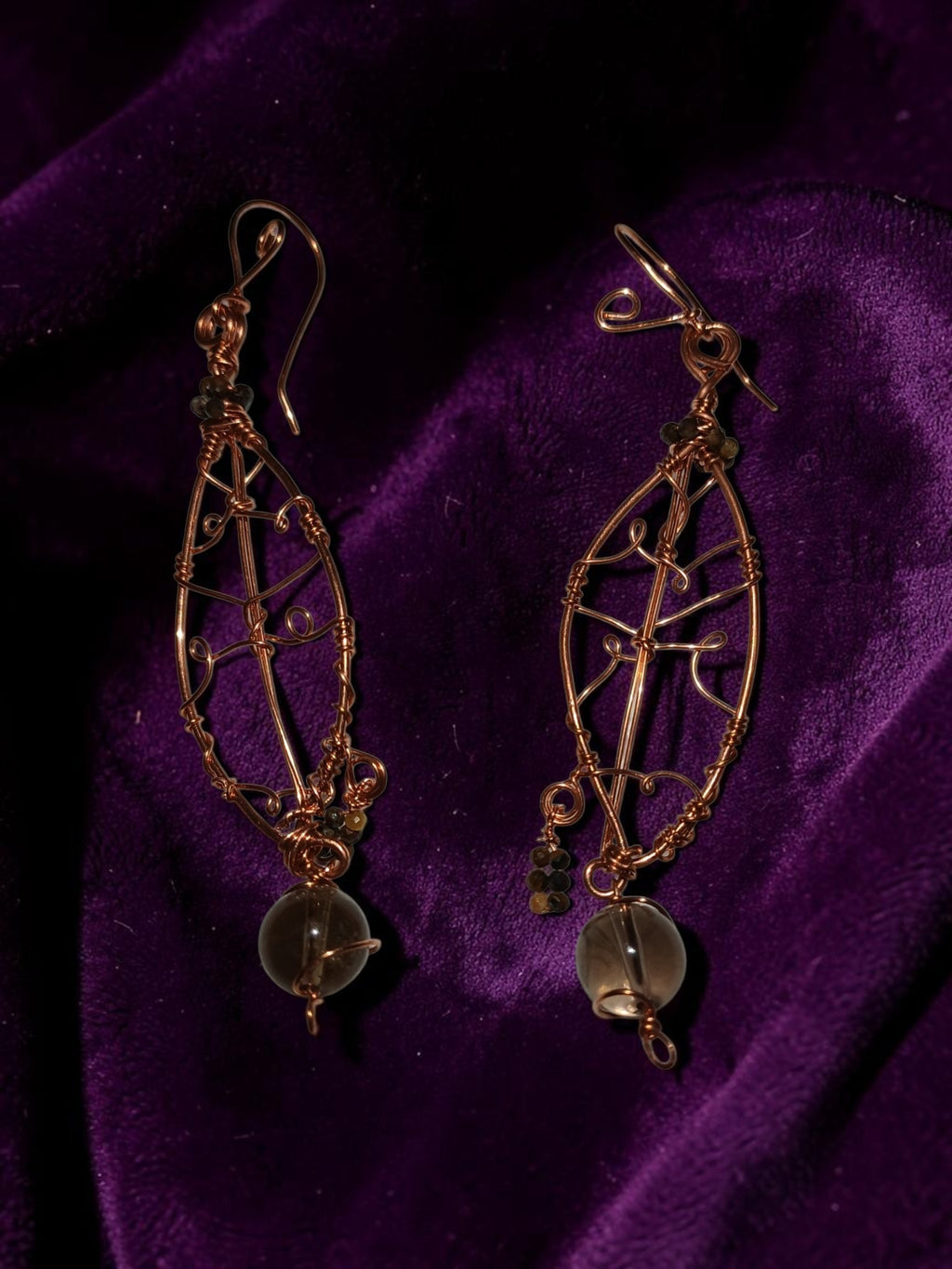 Copper Wire Butterfly Jewelry Set – Smoky Quartz & Agate