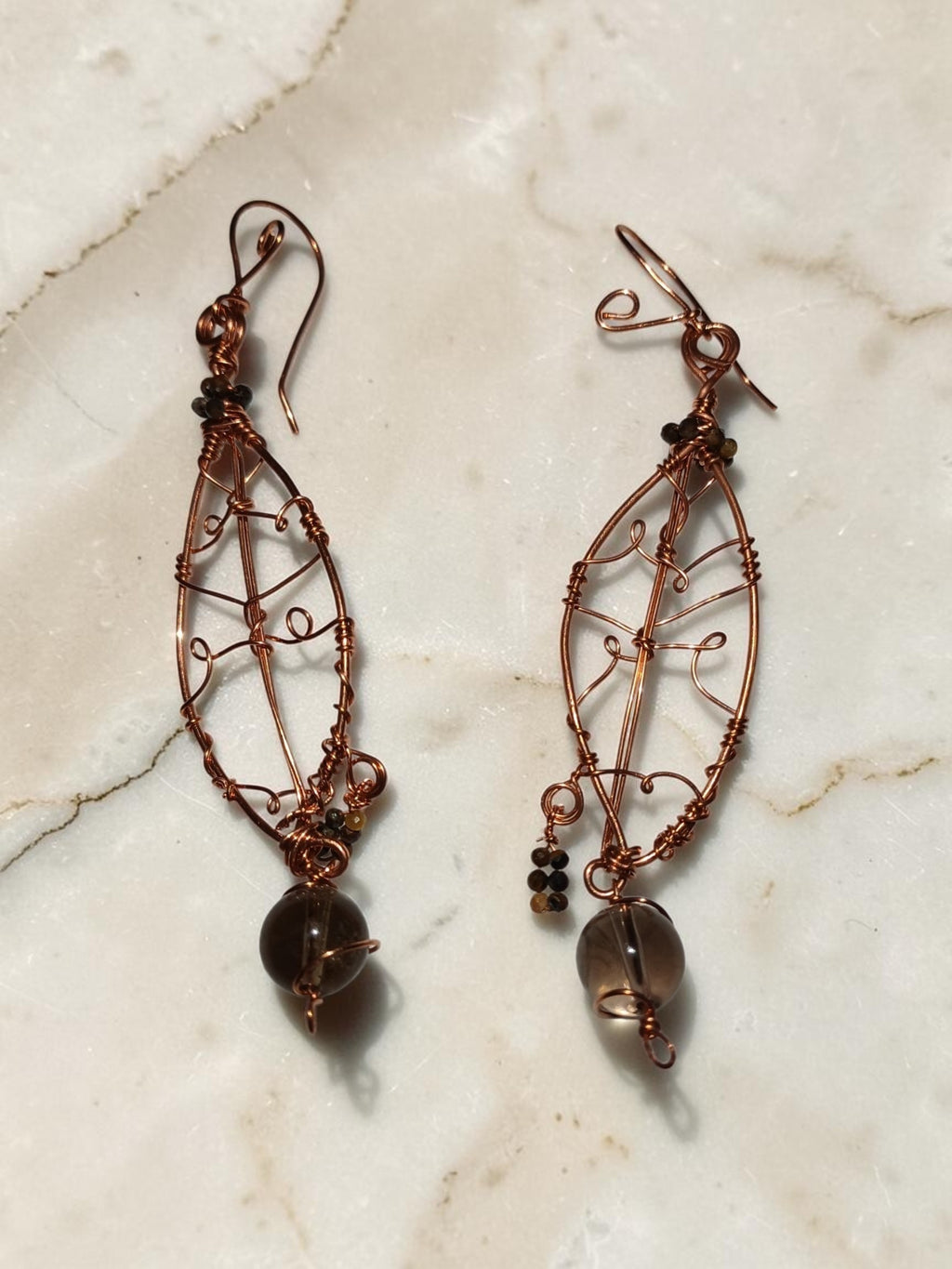 Copper Wire Butterfly Jewelry Set – Smoky Quartz & Agate