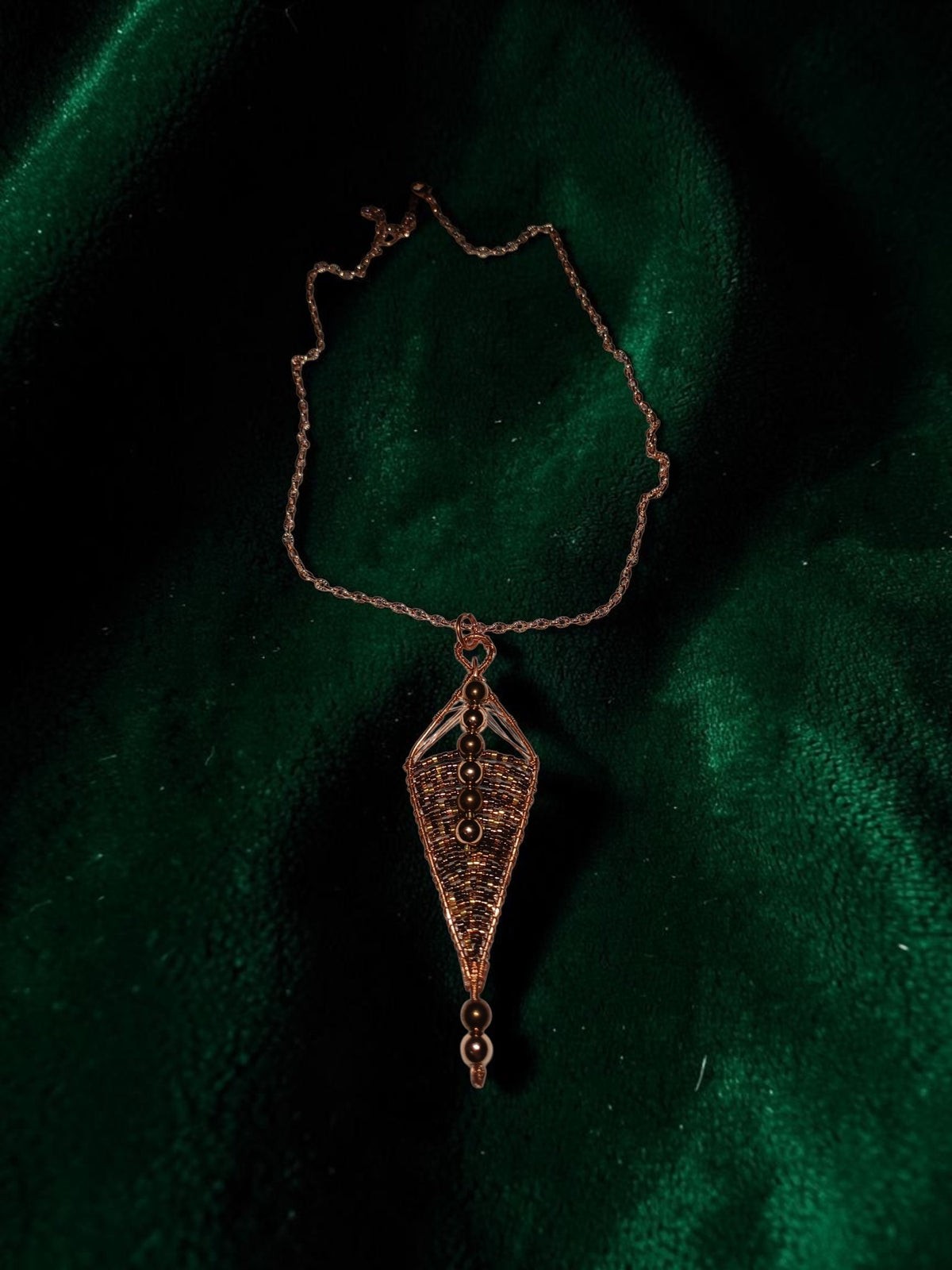 Handmade Copper Jewelry Set – Miyuki Seed Beads & Hematite, Geometric Necklace & Earrings
