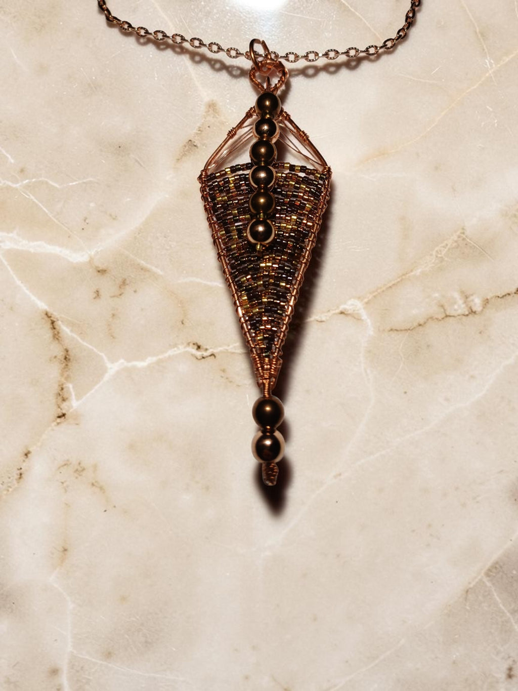 Handmade Copper Jewelry Set – Miyuki Seed Beads & Hematite, Geometric Necklace & Earrings