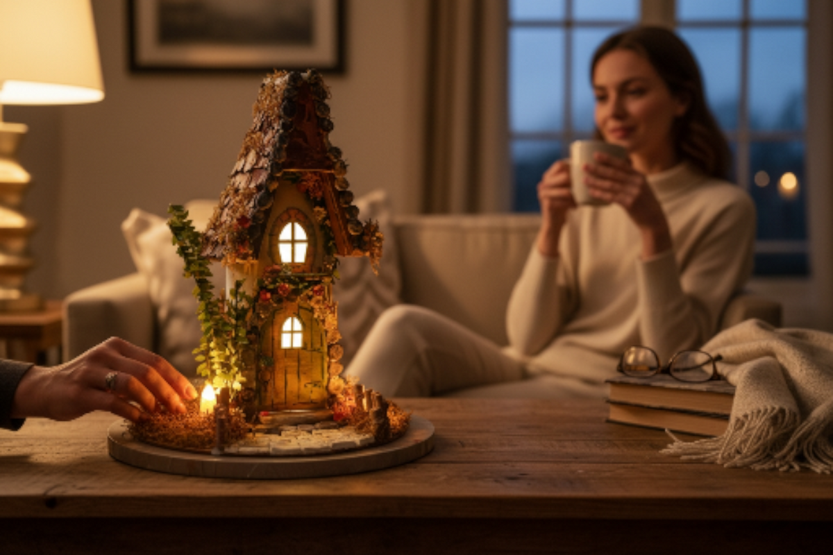 Yapay Sarmasaşık LED Peri Evi – El Yapımı Dekor