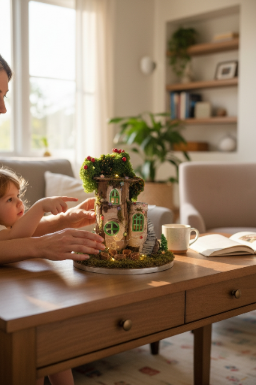 Ağaç Evi – El Yapımı Seramik LED Dekor